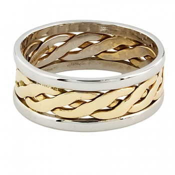 9ct Gold 2-Tone Wedding Ring Size L